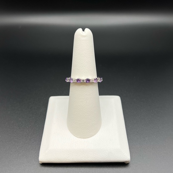Sterling Silver Eternity Amethyst CZ Ring - Picture 9 of 10